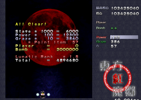 紅魔郷Lunatic恋符魔理沙クリア