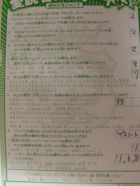 アンケート裏